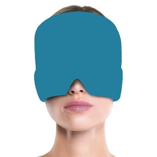 Cooling Migraine Cap with Gel Eye Mask for Headache Relief and Sleep Aid, Blue.