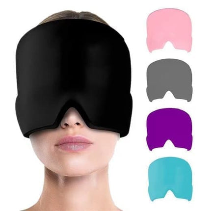 Cooling Migraine Cap with Gel Eye Mask for Headache Relief and Sleep Aid, Blue.