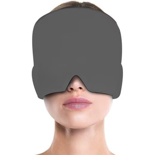 Cooling Eye Mask for Migraine Relief and Sleep Aid, Gel Mask for Headaches, Compatible with Oral-B, Gray.