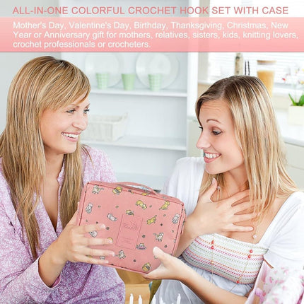 58-piece crochet hook set with ergonomic handles and yarn, includes crochet bag, 12cm.
