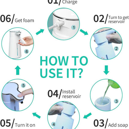Automatic Soap Dispenser 400ml Touchless USB-C Rechargeable Soap Pump.