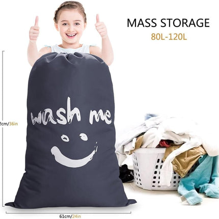 60L Large Foldable Laundry Bag for Travel, with Handles, Gray, 60x80cm.