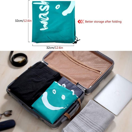 Foldable Laundry Bag for Travel, Large, Blue, Compatible with Dirty Clothes Storage.