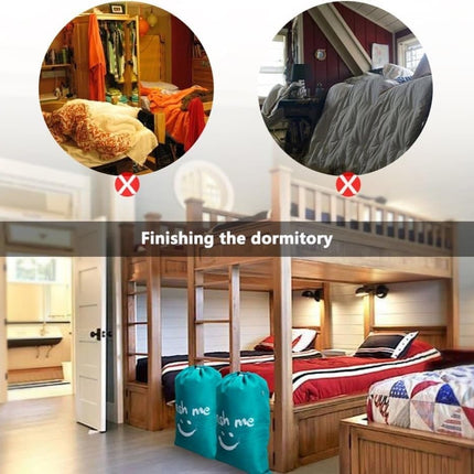 Foldable Laundry Bag for Travel, Large, Blue, Compatible with Dirty Clothes Storage.