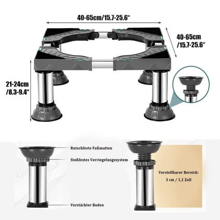 Washing machine base with vibration-damping legs, strong load-bearing, non-slip, practical, 21-24cm.