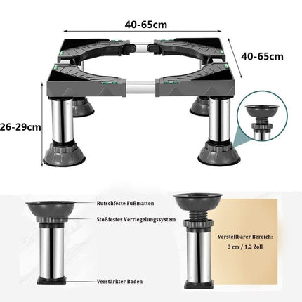 Washing machine base with vibration damping legs, strong load bearing capacity non slip and practical, 26-29cm.