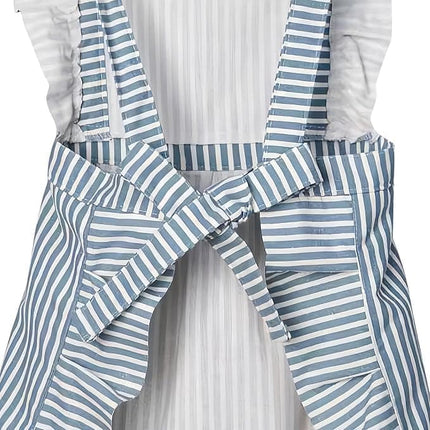 2-Pack Women's Cotton Linen Blend Kitchen Apron with Adjustable Straps and Lace Pocket, Pink.