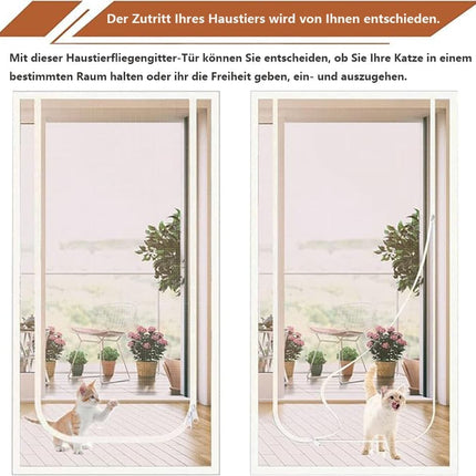 Cat Repellent Door Curtain, White, Durable Mesh Protects Against Cats and Pests, Easy to Install, 90x210cm.