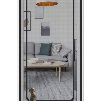 Black Cat Repellent Zipper Door Curtain, 80x200cm, Durable Mesh Protects Against Cats and Pests, Easy to Install.