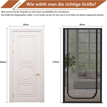 Black Cat Repellent Zipper Door Curtain, 80x200cm, Durable Mesh Protects Against Cats and Pests, Easy to Install.