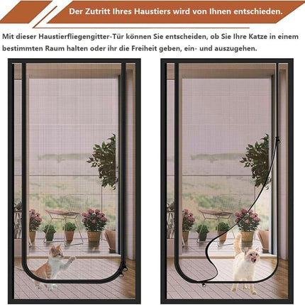 Black Cat Repellent Zipper Door Curtain, 80x200cm, Durable Mesh Protects Against Cats and Pests, Easy to Install.
