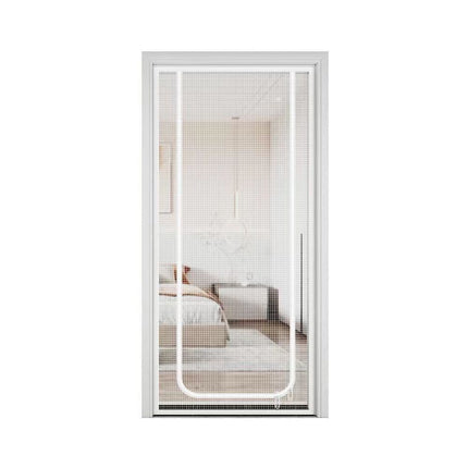 1pc Durable Cat-Repellent Zipper Door Curtain, Easy to Install Mesh Protects Against Cats and Pests, 100x210cm, White.