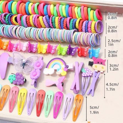 844-Piece Hair Accessories Set with Colorful Clips and Scrunchies for Girls, Perfect for All Occasions.