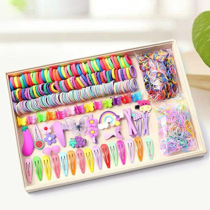 844-Piece Hair Accessories Set with Colorful Clips and Scrunchies for Girls, Perfect for All Occasions.