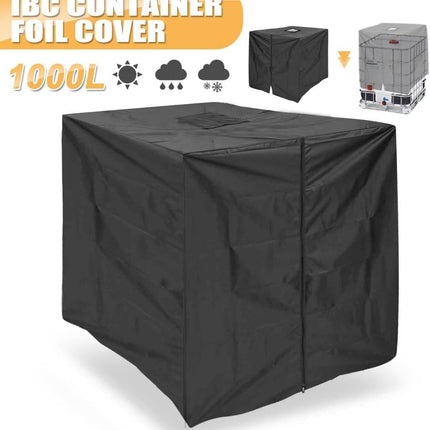 Waterproof UV-Resistant IBC Garden Water Tank Cover, Black, 210D Oxford with Zipper.