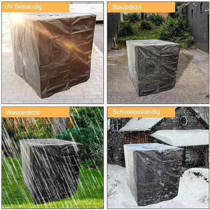 Waterproof UV-Resistant IBC Garden Water Tank Cover, Black, 210D Oxford with Zipper.