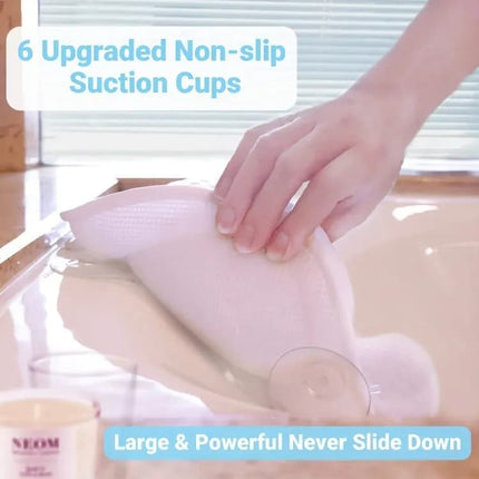 6 Suction Cups Bathtub Cushion with Ergonomic Neck and Back Support 4D Air Mesh, White.