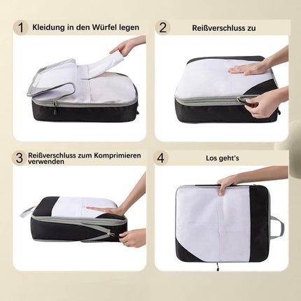 7-Piece Light Blue Compression Bags for Suitcase and Backpack, Lightweight.