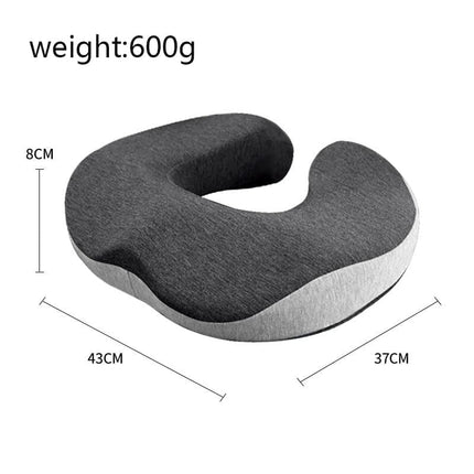 Ergonomic Memory Foam Orthopedic Seat Cushion for Coccyx Pain Relief, U-Shaped, for Office and Home.