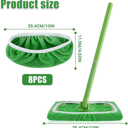 8 Replacement Cloth Covers for Swiffer Mop, Reusable Wet and Dry Cleaning Pads, Compatible with Swiffer.