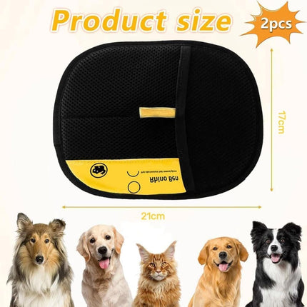 2-Pack Pet Fur Removal Glove, Double-Sided Reusable Static Hair Remover, Compatible with Cats and Dogs.
