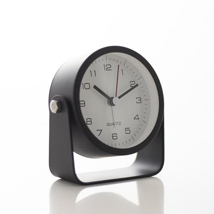 Silent Analog Alarm Clock with Night Light, Adjustable Angle for Travel Nightstand Bedroom, Black, 3.5 inches.