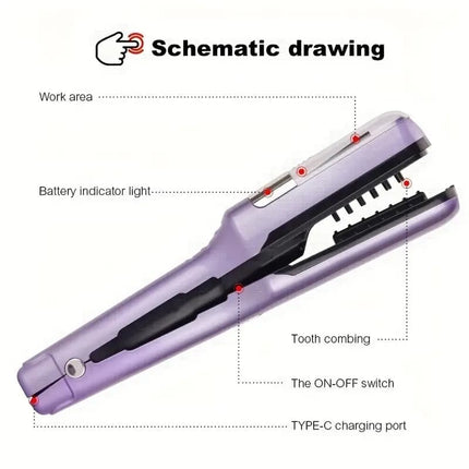 Rechargeable Split End Trimmer Portable Hair Trimmer for Travel Easy to Use, Black.