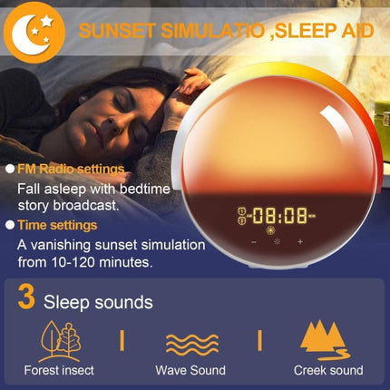 1 Pack Wake Up Light Alarm Clock with FM Radio and Sunrise Sunset Simulation.