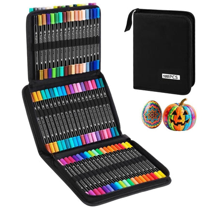100-Pack Double-Ended Watercolor Pens for Creative Painting, Washable, 100-Pack.