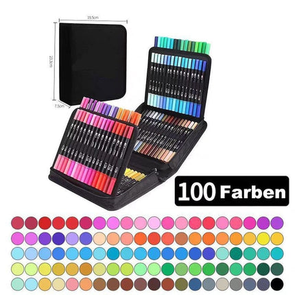 100-Pack Double-Ended Watercolor Pens for Creative Painting, Washable, 100-Pack.
