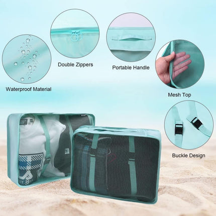 8-Piece Water Resistant Lightweight Travel Organizer for Bags, Blue.