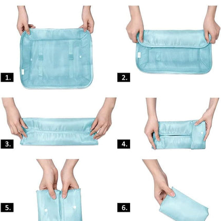 8-Piece Water Resistant Lightweight Travel Organizer for Bags, Blue.