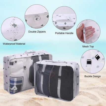 8-Piece Travel Organizer for Bags, Water Resistant Lightweight, White.