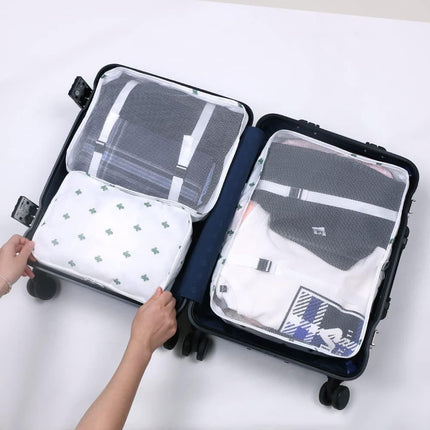8-Piece Travel Organizer for Bags, Water Resistant Lightweight, White.