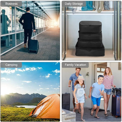8-Piece Water Resistant Lightweight Travel Organizer for Bags, Black.