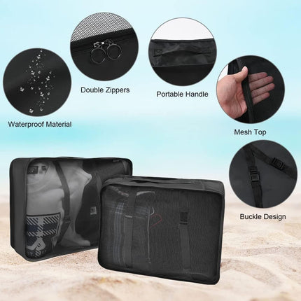 8-Piece Water Resistant Lightweight Travel Organizer for Bags, Black.