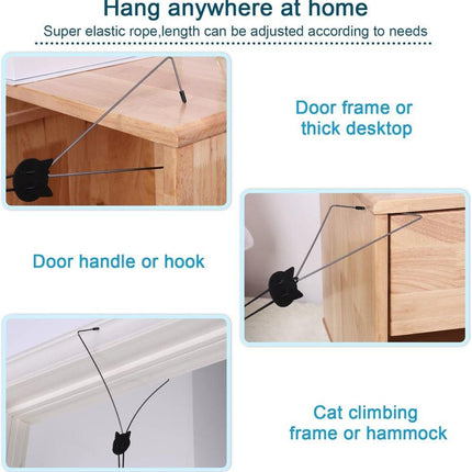 Cat Toy with Mouse and Feather, Hanging Door Toy for Indoor Cats, Stimulating Play.