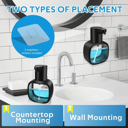 500ml Touchless Automatic Soap Dispenser with USB-C Charging, compatible with Liquid Soap, Black.