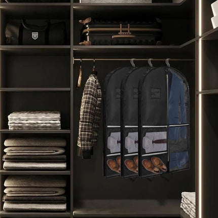 5 Pockets Garment Bag Foldable Suit Cover Clothing Storage, 110x60 cm, Black.