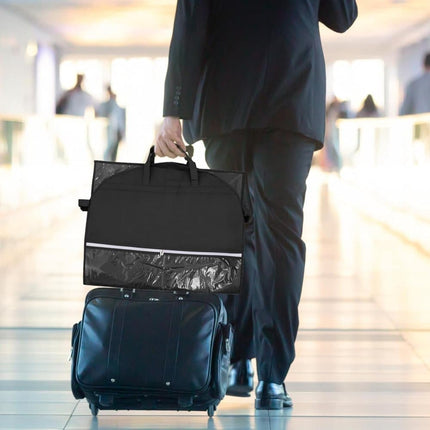 5 Pockets Garment Bag Foldable Suit Cover Clothing Storage, 110x60 cm, Black.