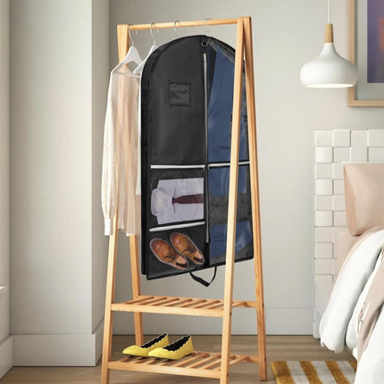5 Pockets Garment Bag Foldable Suit Cover Clothing Storage, 110x60 cm, Black.