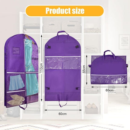 1 Foldable Garment Bag with 5 Pockets, 110x60 cm, Purple.