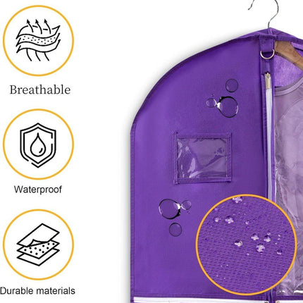 1 Foldable Garment Bag with 5 Pockets, 110x60 cm, Purple.