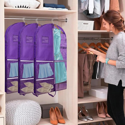 1 Foldable Garment Bag with 5 Pockets, 110x60 cm, Purple.