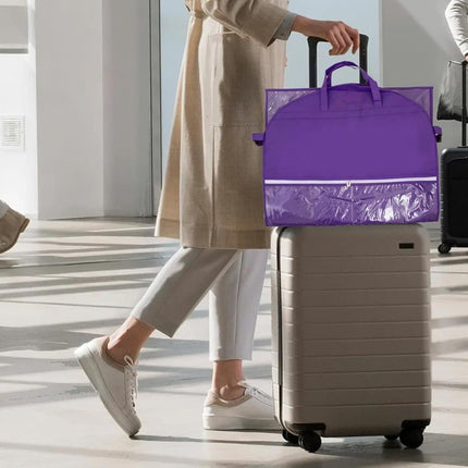 1 Foldable Garment Bag with 5 Pockets, 110x60 cm, Purple.