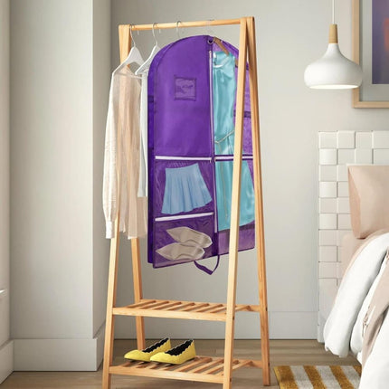 1 Foldable Garment Bag with 5 Pockets, 110x60 cm, Purple.