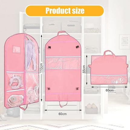 Foldable Garment Bag with 5 Pockets, Pink, 110x60 cm.