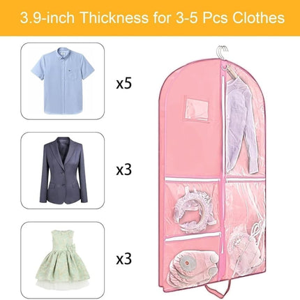 Foldable Garment Bag with 5 Pockets, Pink, 110x60 cm.