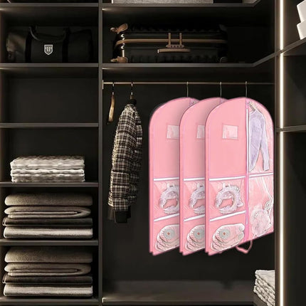 Foldable Garment Bag with 5 Pockets, Pink, 110x60 cm.