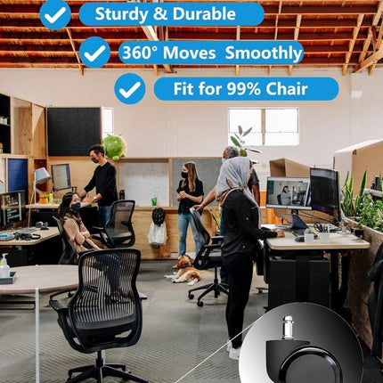 5-Pack Silent Office Chair Wheels, 11 mm.